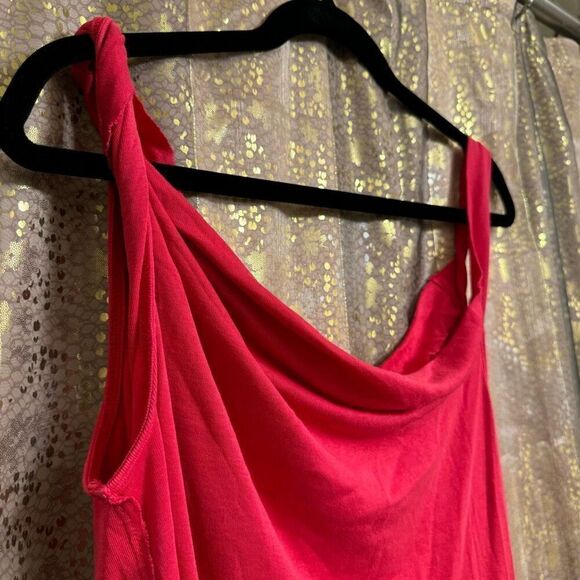 Free People Red Twisted Strap Relaxed Flowy Modal Tank Top Large NWOT - Picture 4 of 6